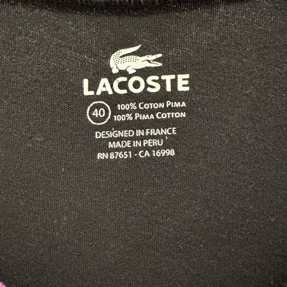 Lacoste Black Purple/Pink Long Cardigan Sweater 3/4 Sleeve Cotton Womens S - Picture 5 of 7